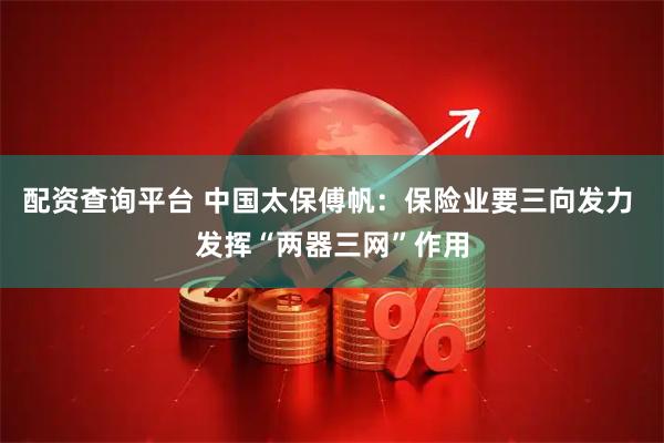 配资查询平台 中国太保傅帆：保险业要三向发力 发挥“两器三网”作用